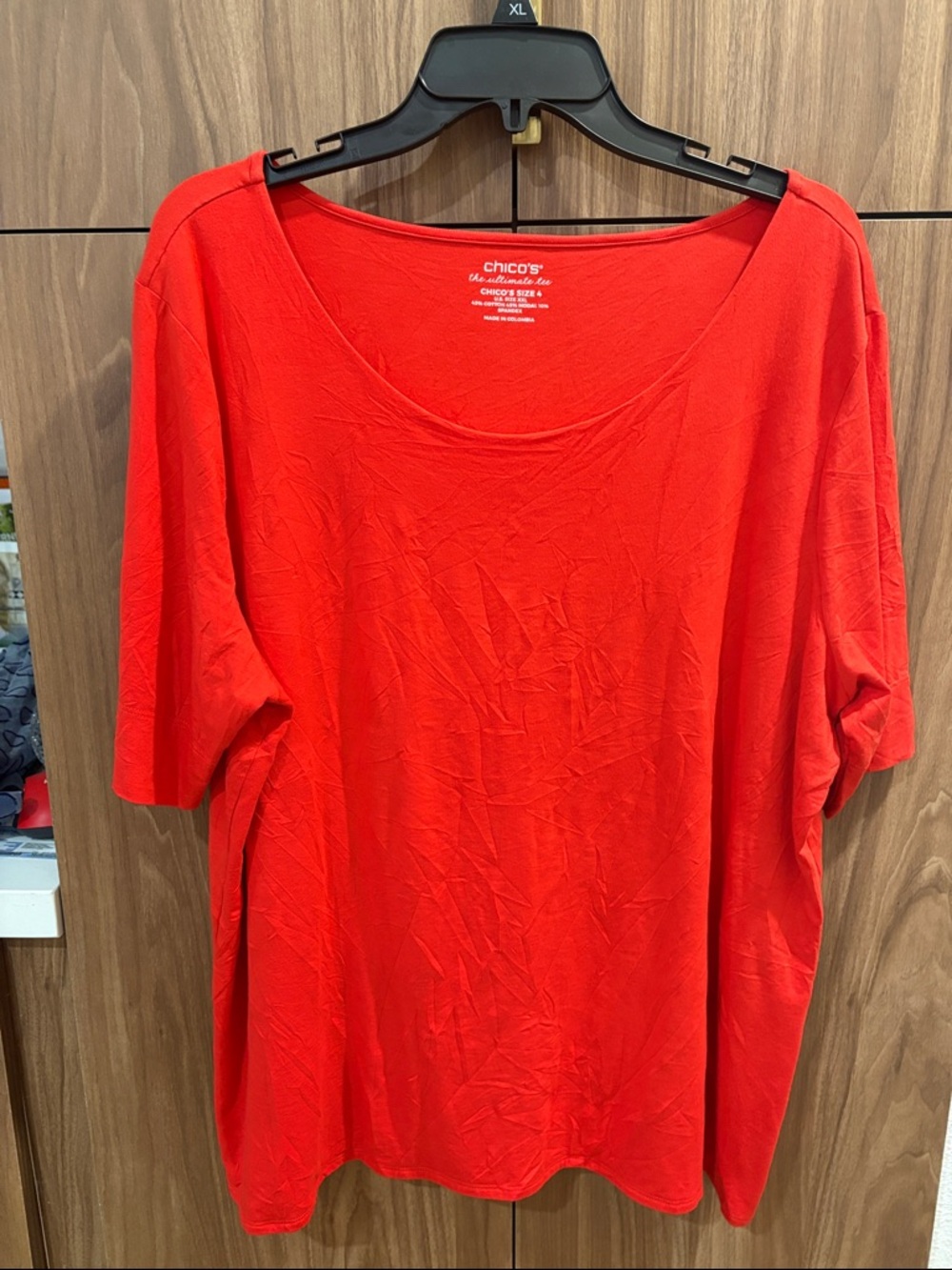 Chico's Bright orange Scoop Neck Short Sleeve Tee size 4